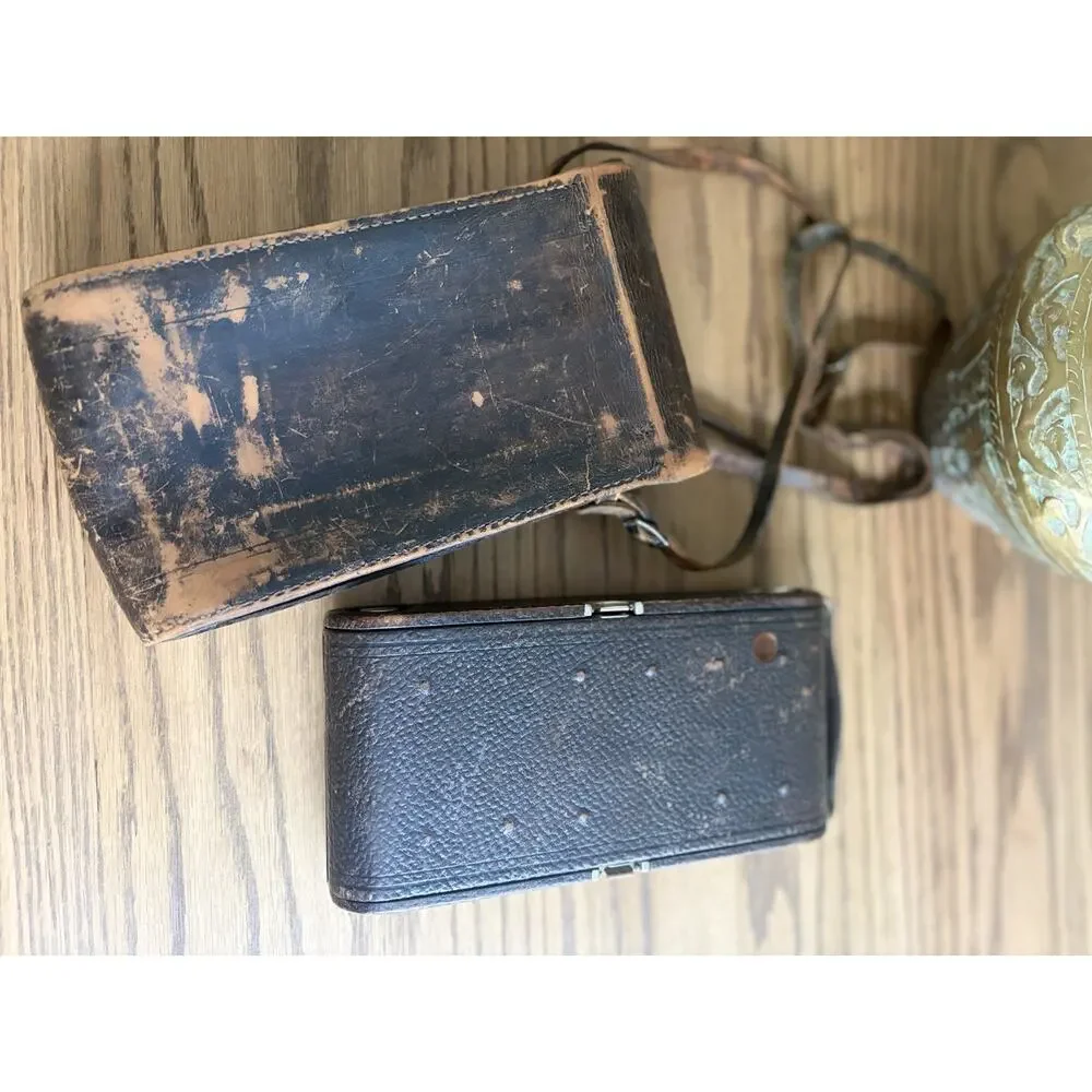 Antique Kodak No. 3A Folding Pocket Camera Model D Red Leather Bellows With Case